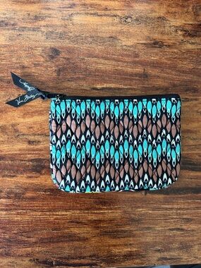 Vera Bradley Teal & Brown Quilted Cosmetic Pouch